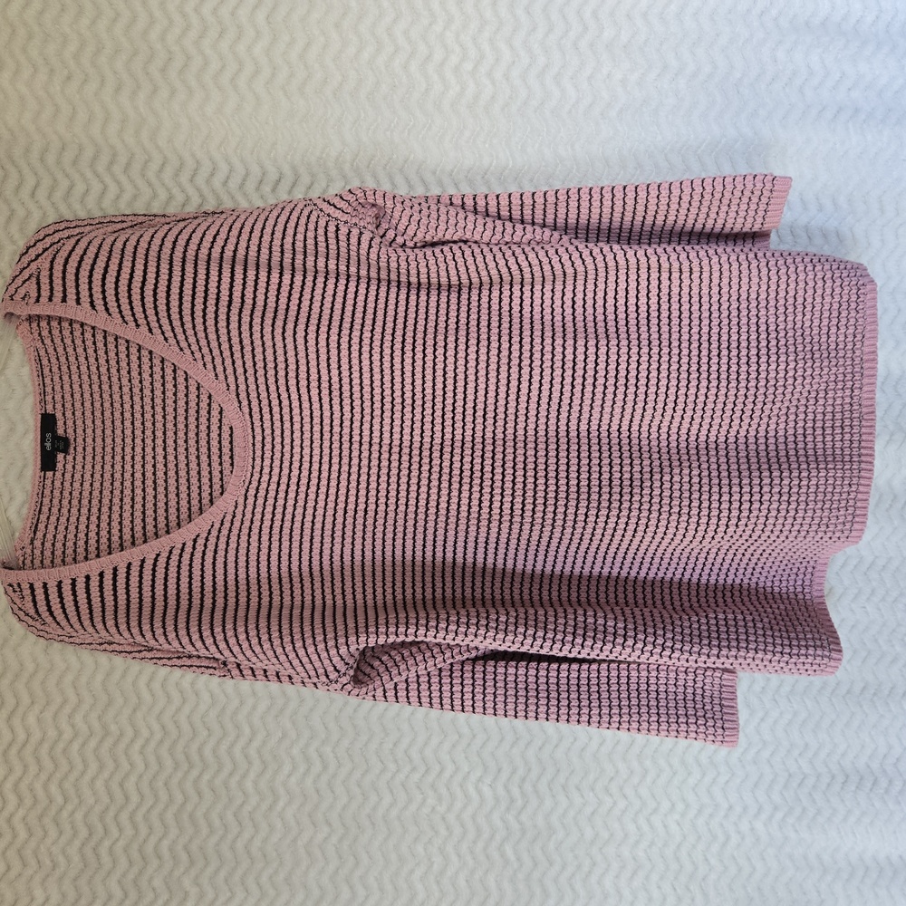 Plus Size Ellos Pink and Brown Striped Sweater
